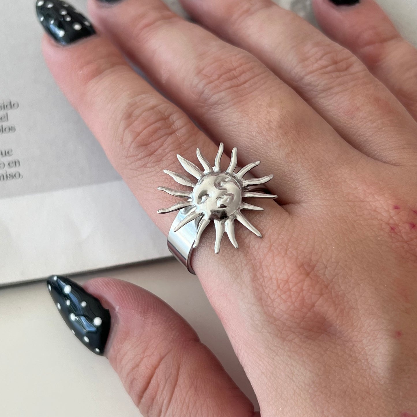Silver sun Ring