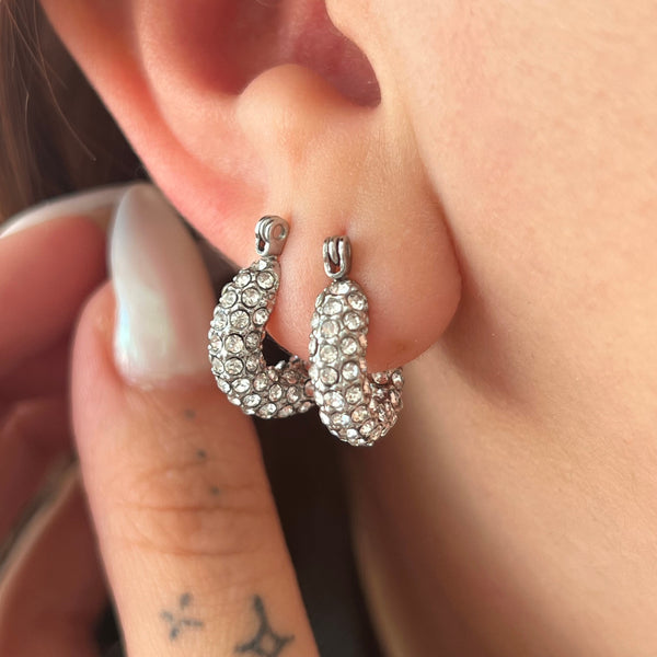 Sparkly Silver Hoops