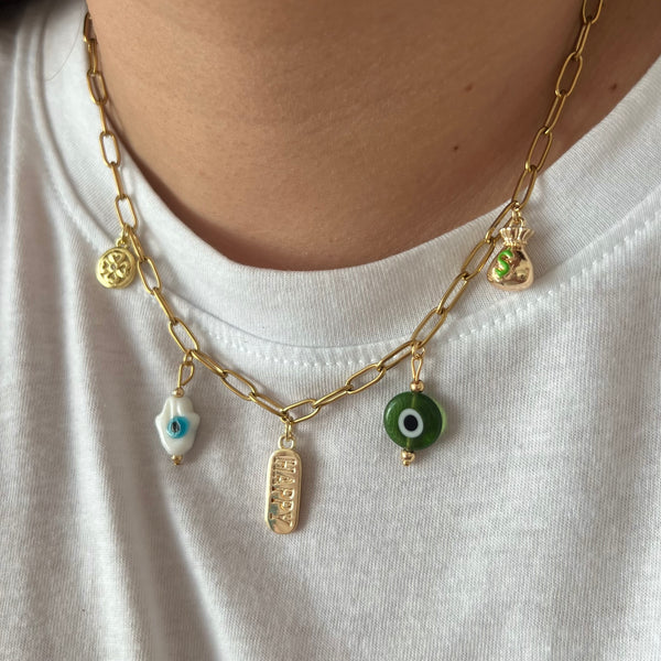 Green Fortune Charm Necklace